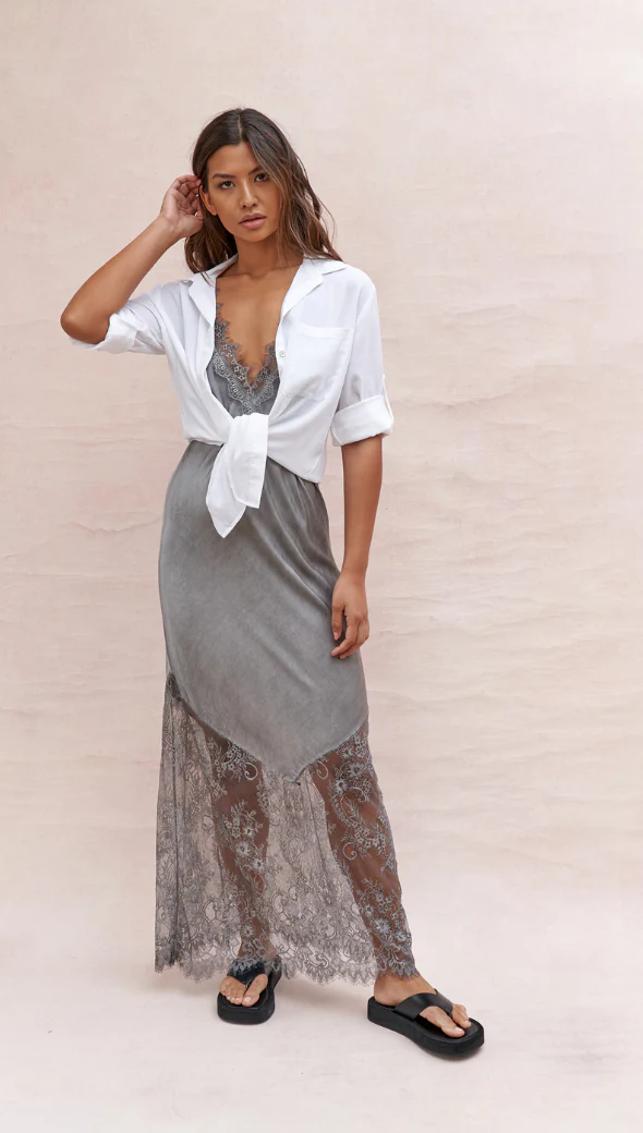 Solange Slip Dress - Mid Grey - Image 3