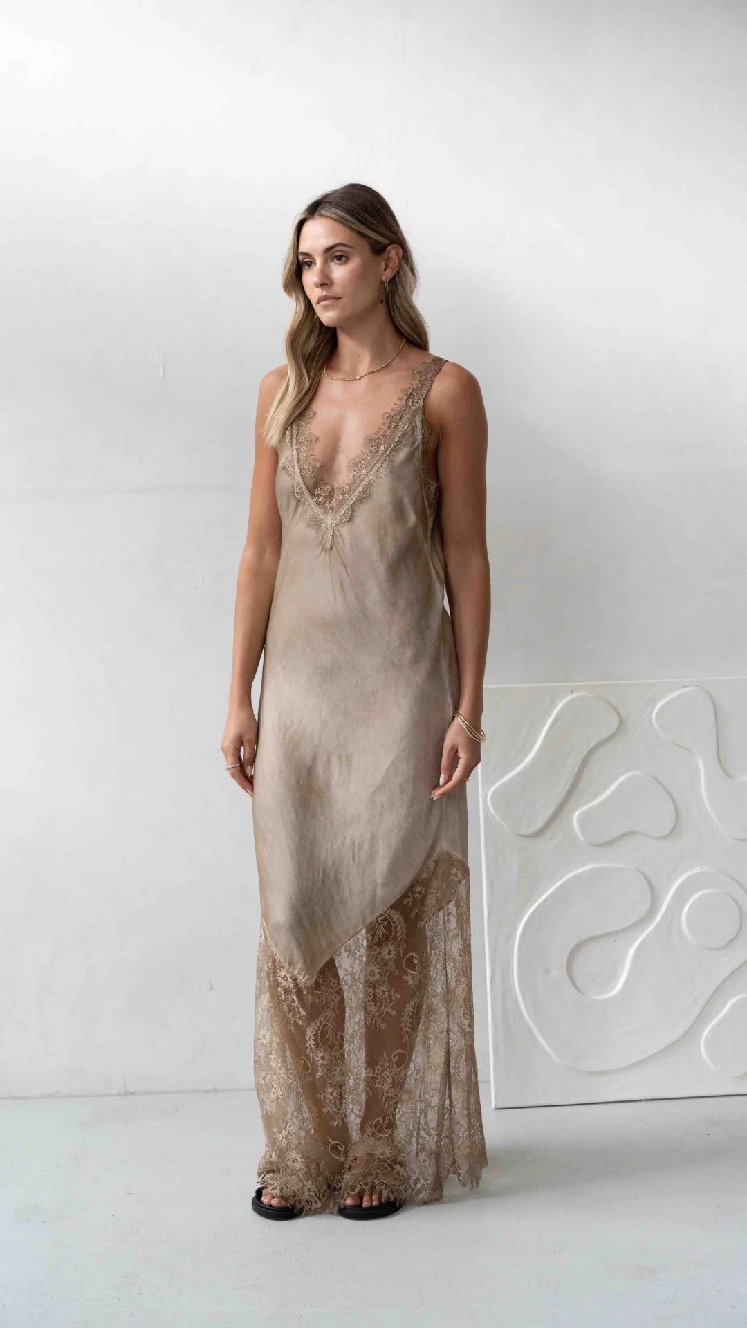 Solange Slip Dress - Sand - Image 3