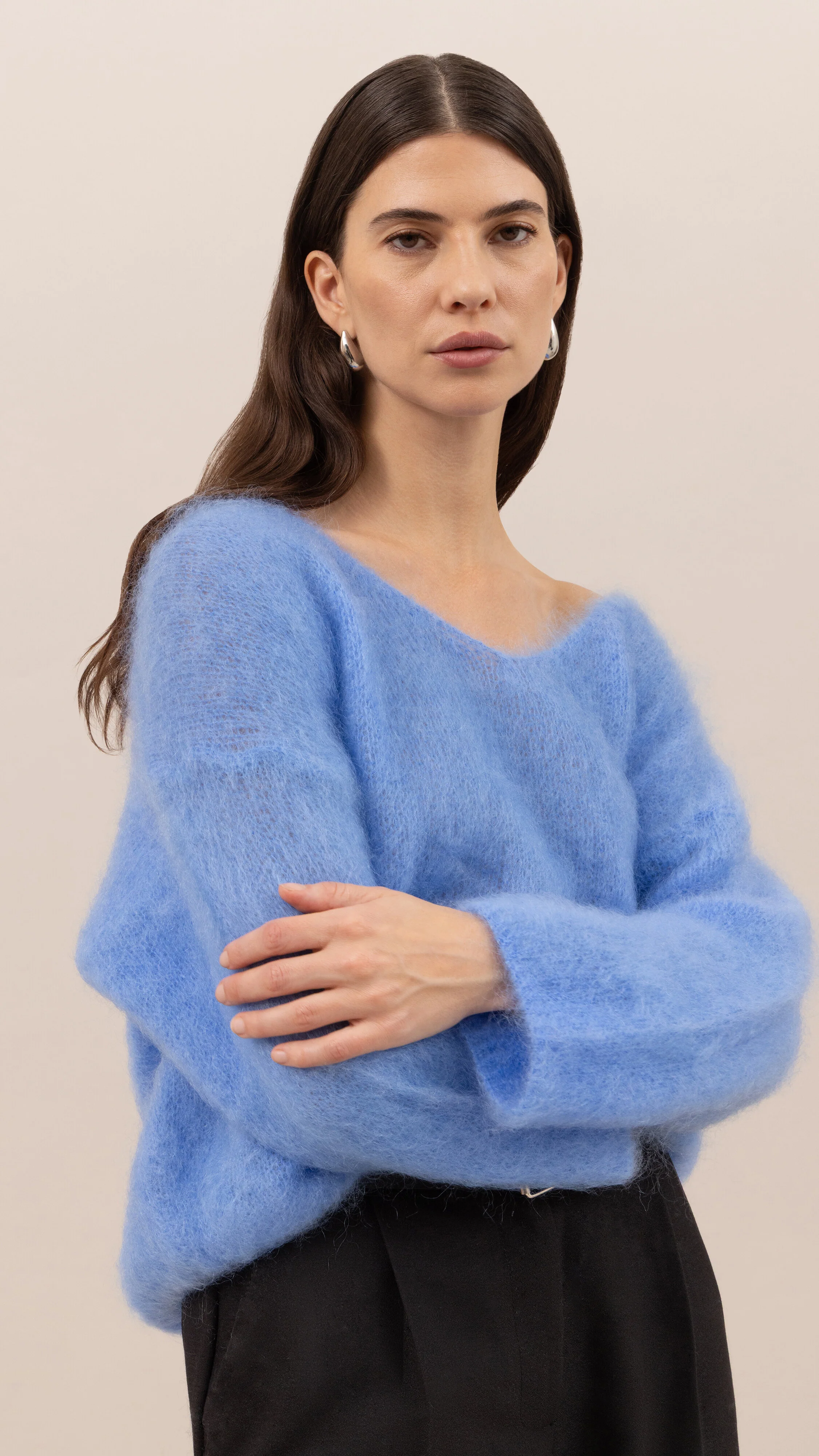 Tess Mohair V-Neck Sweater - Sky - Image 4