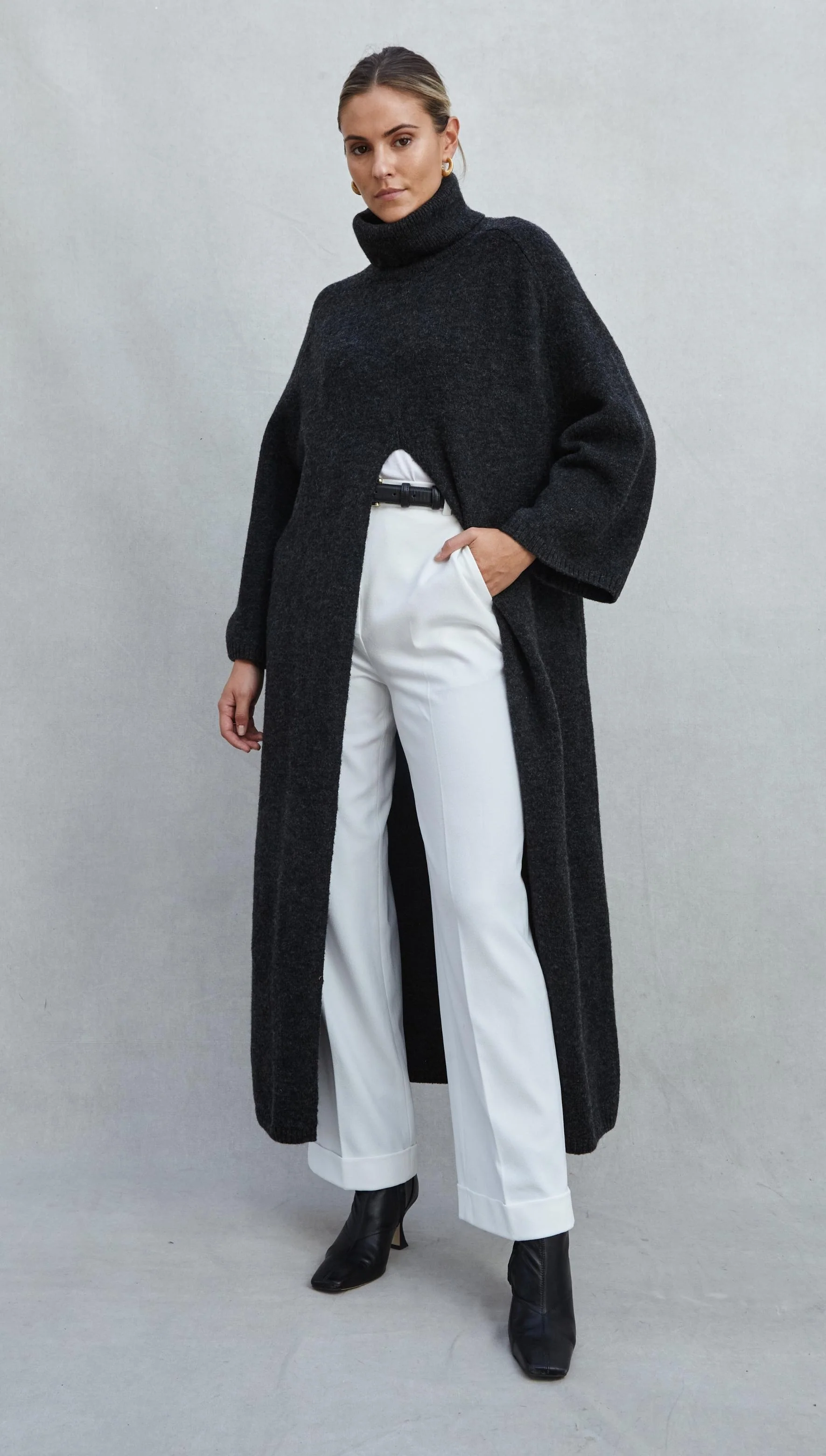 Vivienne Sweater Dress - Black Melange - Image 10