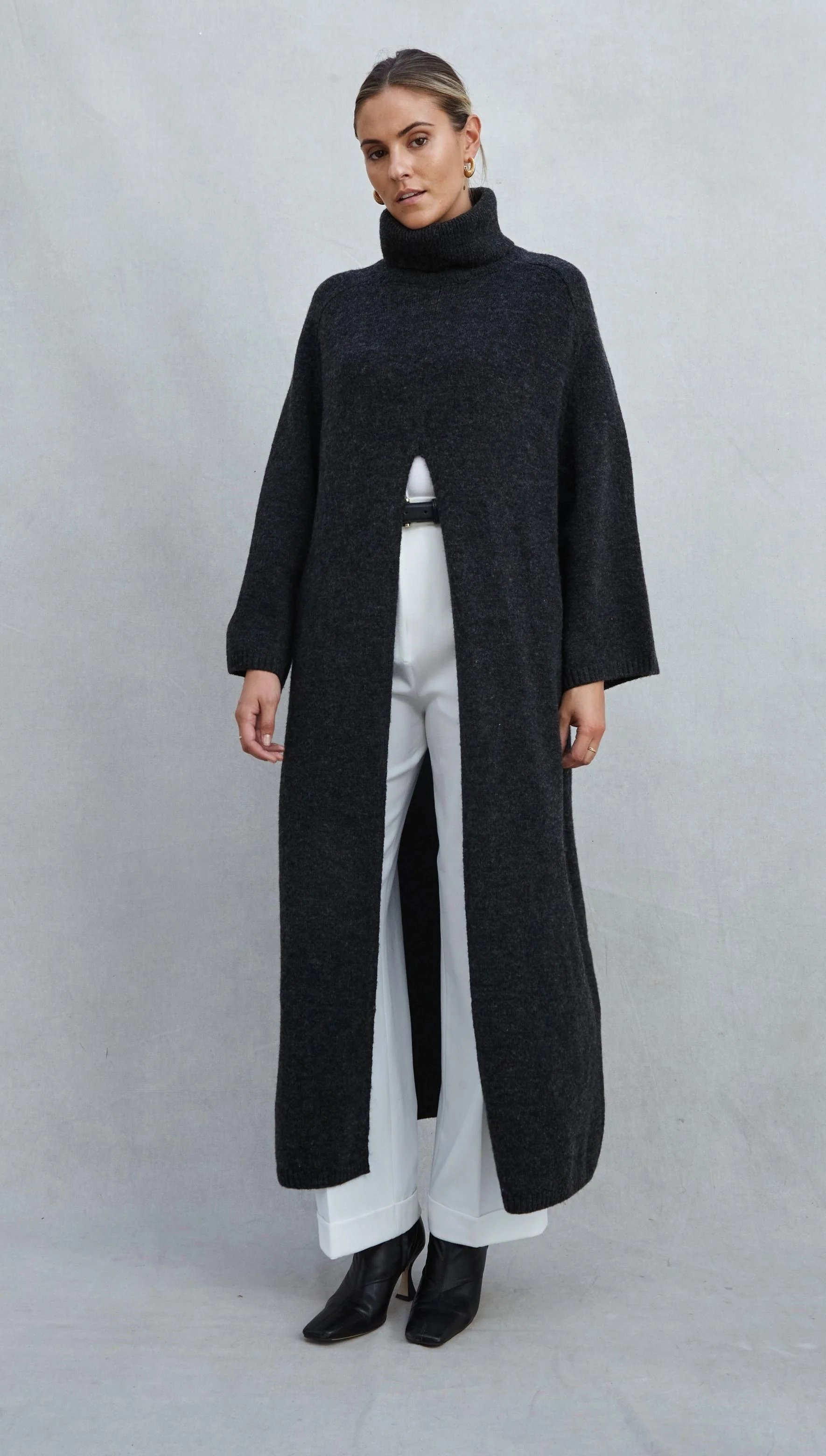 Vivienne Sweater Dress - Black Melange - Image 11