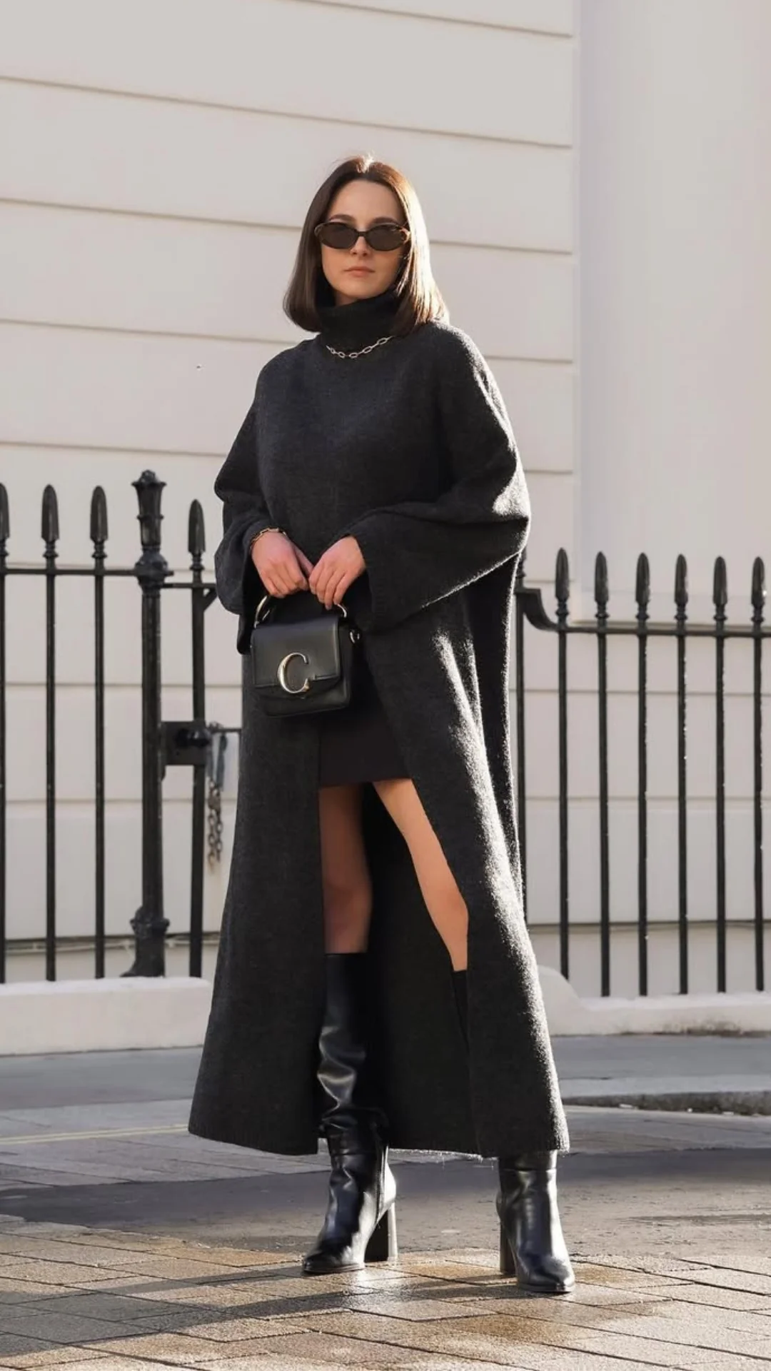 Vivienne Sweater Dress - Black Melange - Image 13