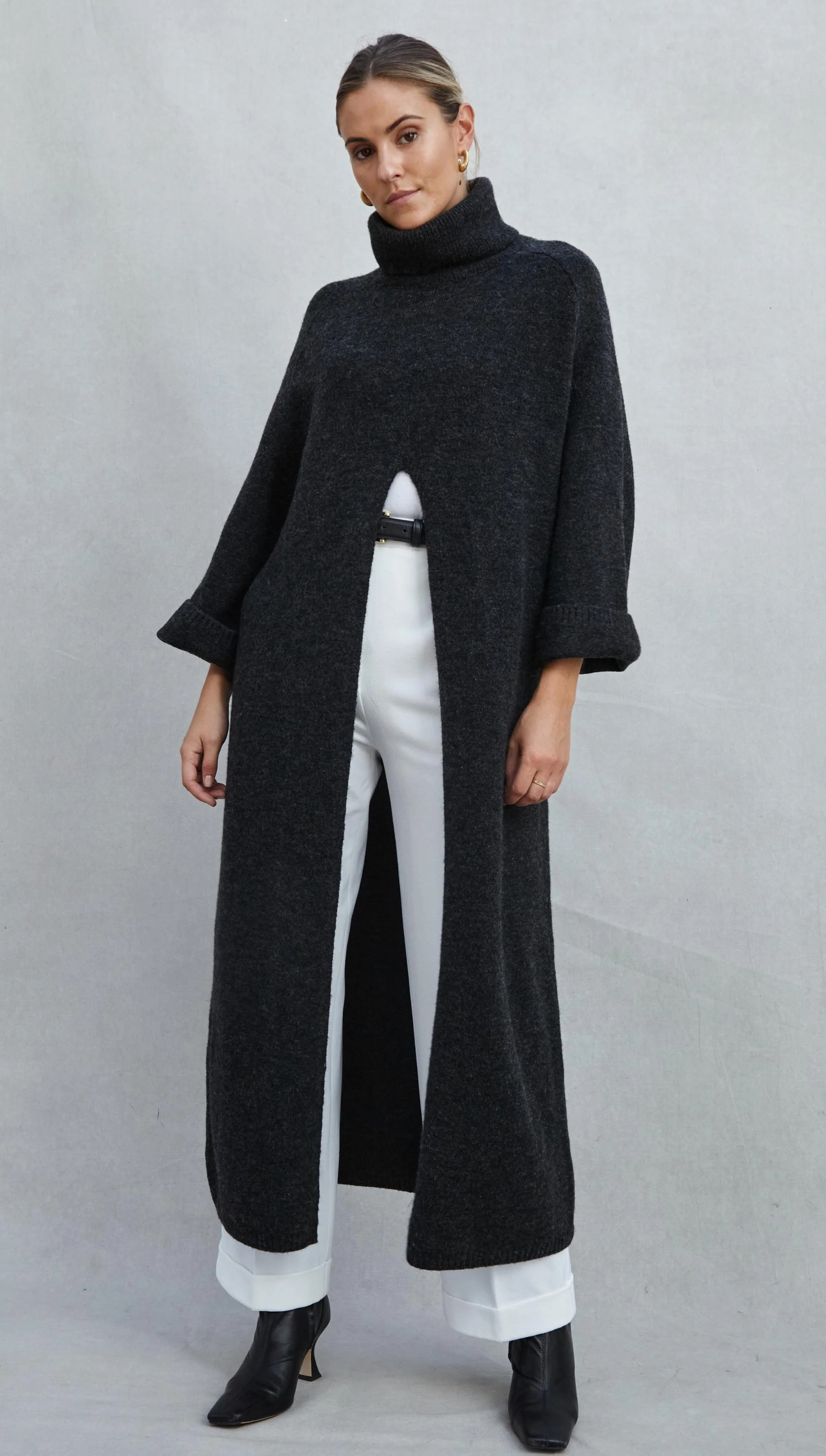 Vivienne Sweater Dress - Black Melange - Image 4