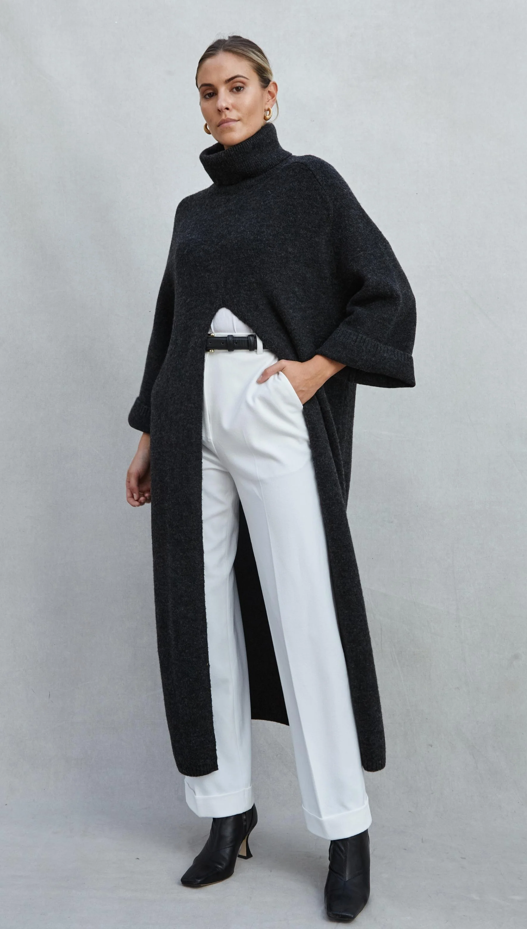 Vivienne Sweater Dress - Black Melange - Image 6