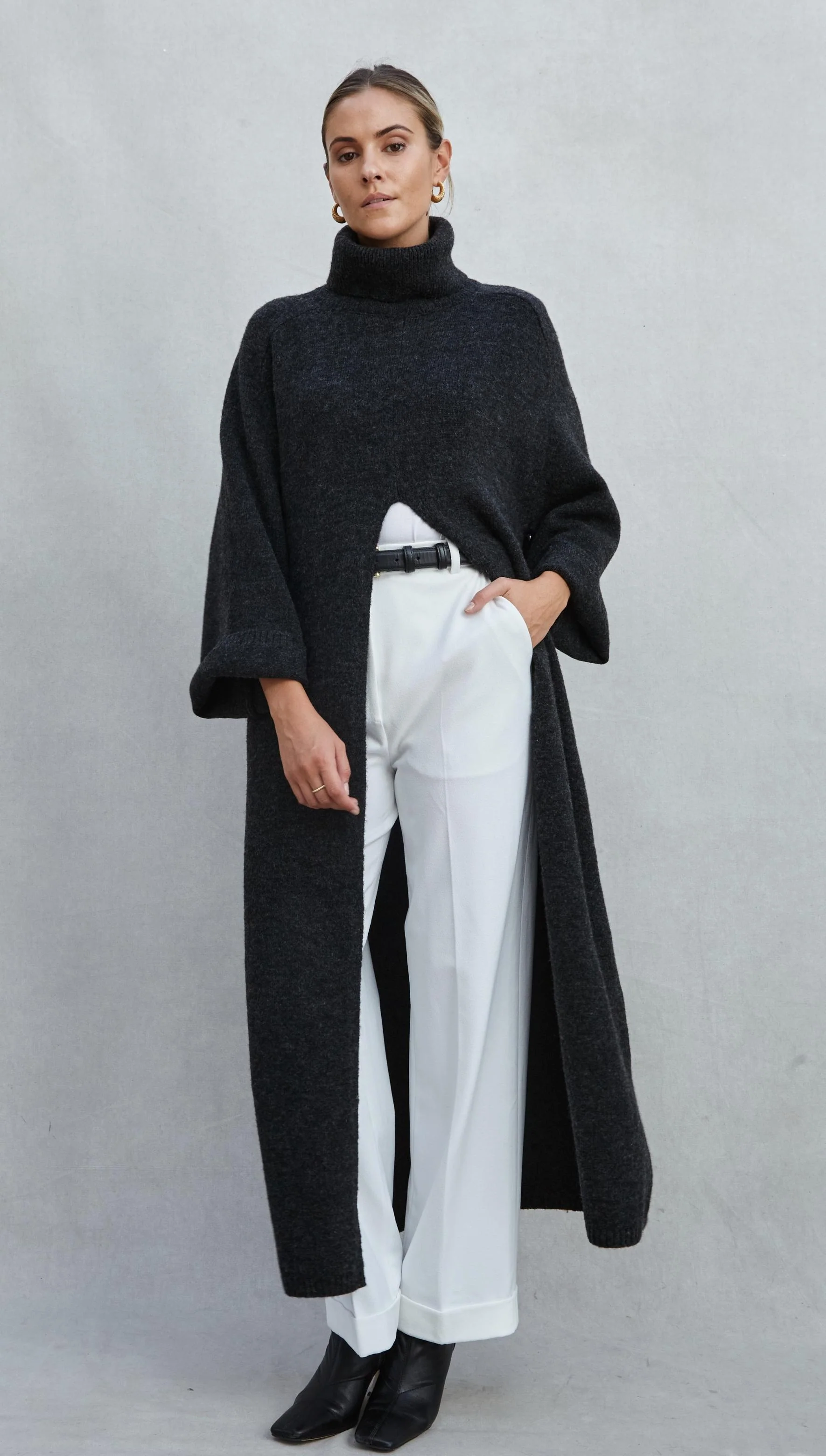 Vivienne Sweater Dress - Black Melange - Image 7