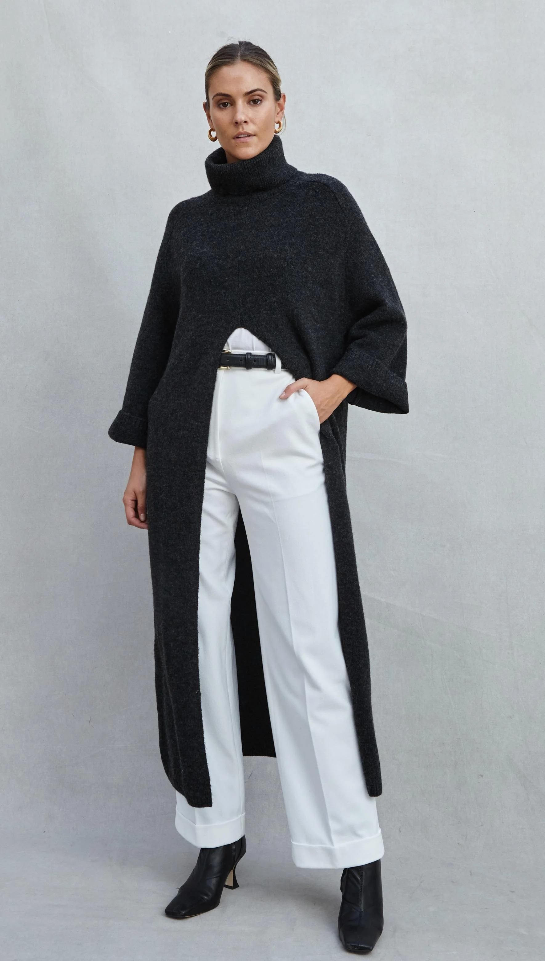 Vivienne Sweater Dress - Black Melange - Image 8