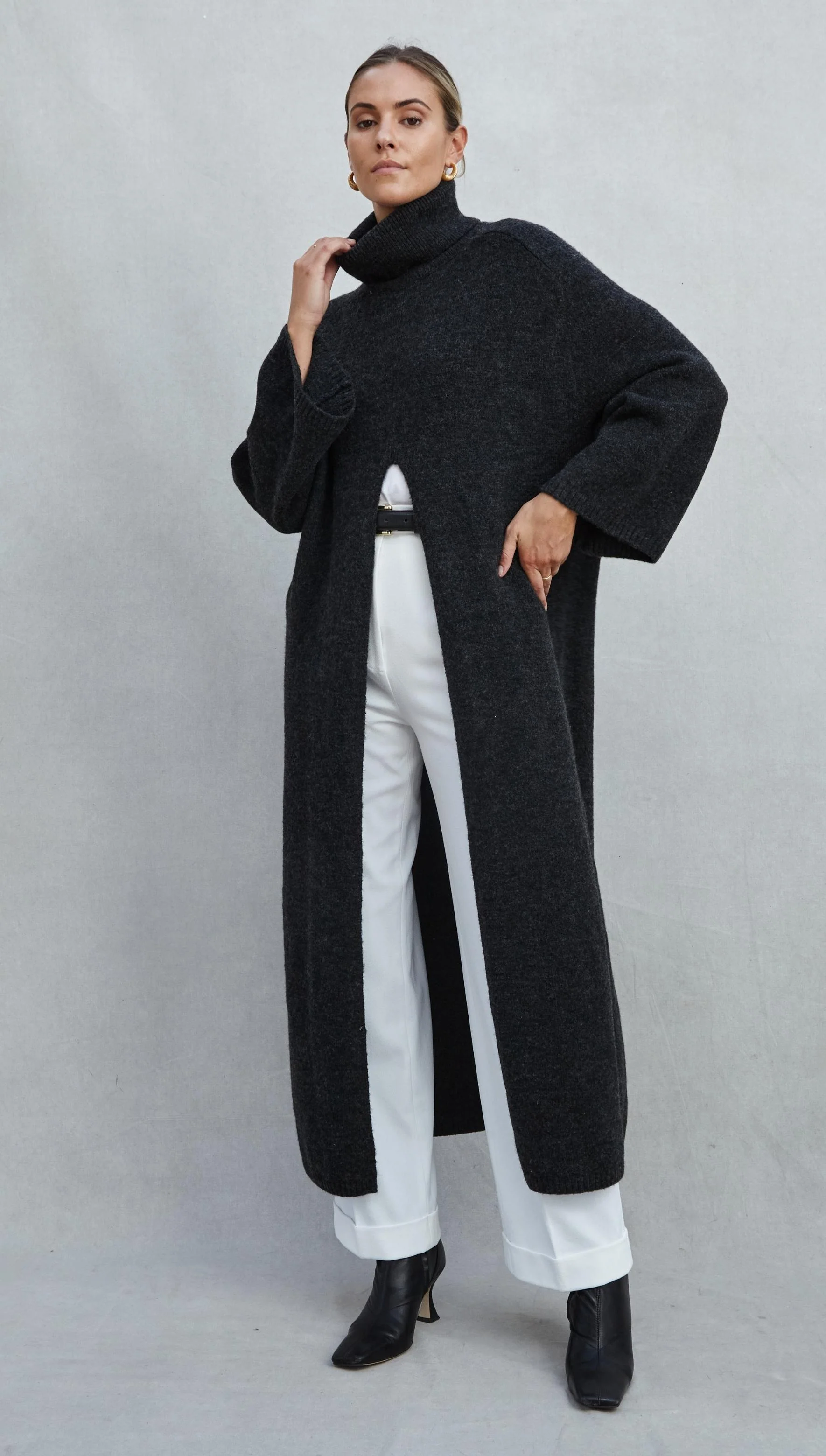 Vivienne Sweater Dress - Black Melange - Image 9