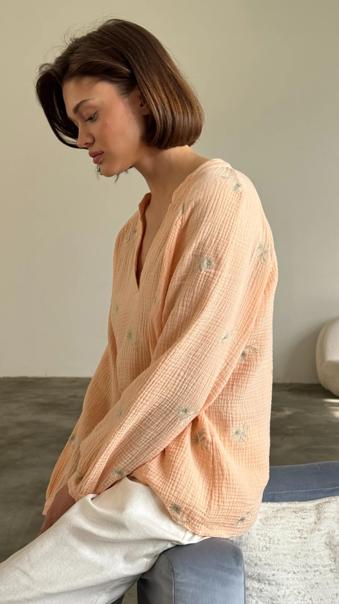 Zaina Embroidered Top - Apricot - Image 10