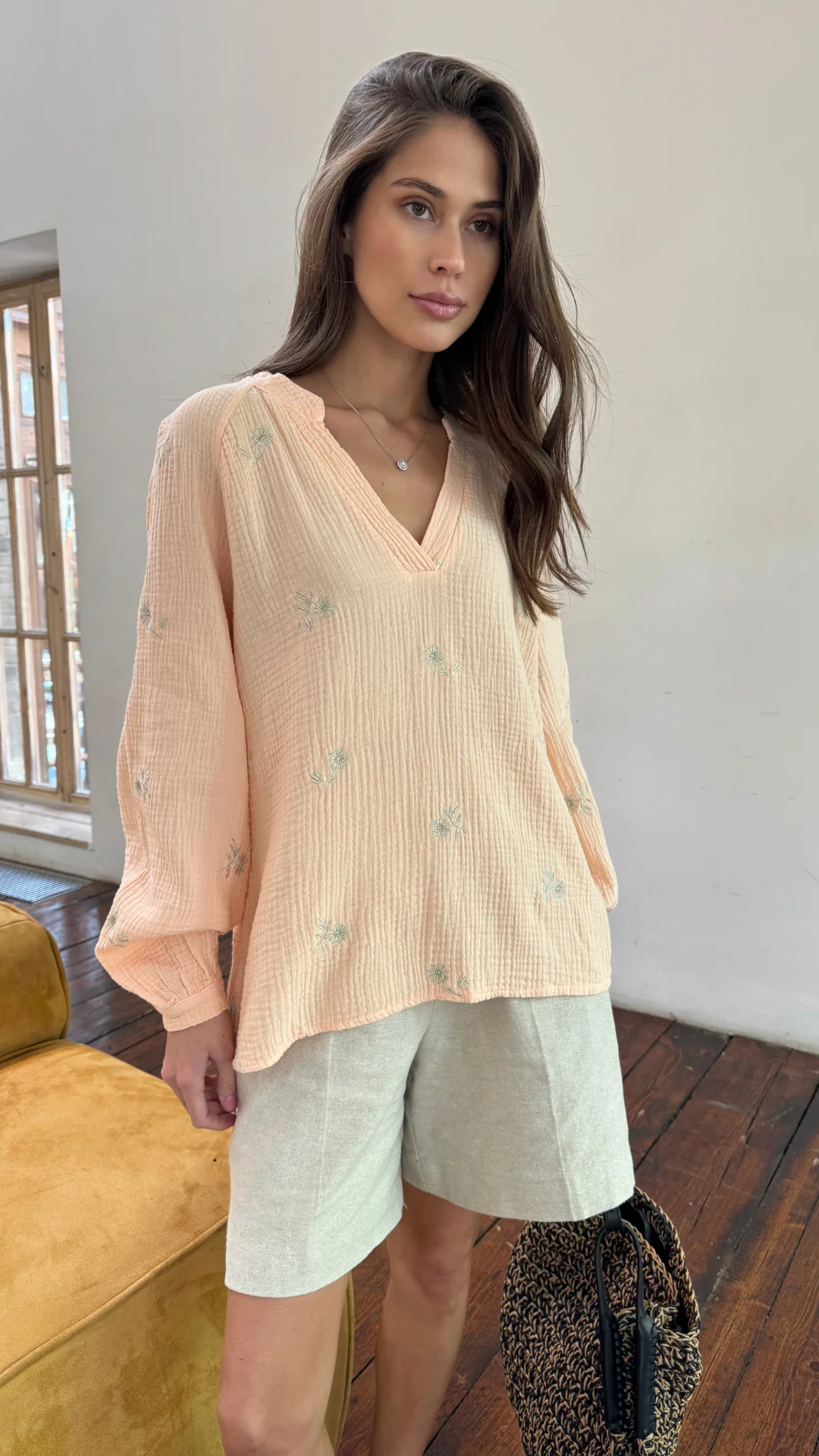 Zaina Embroidered Top - Apricot - Image 13