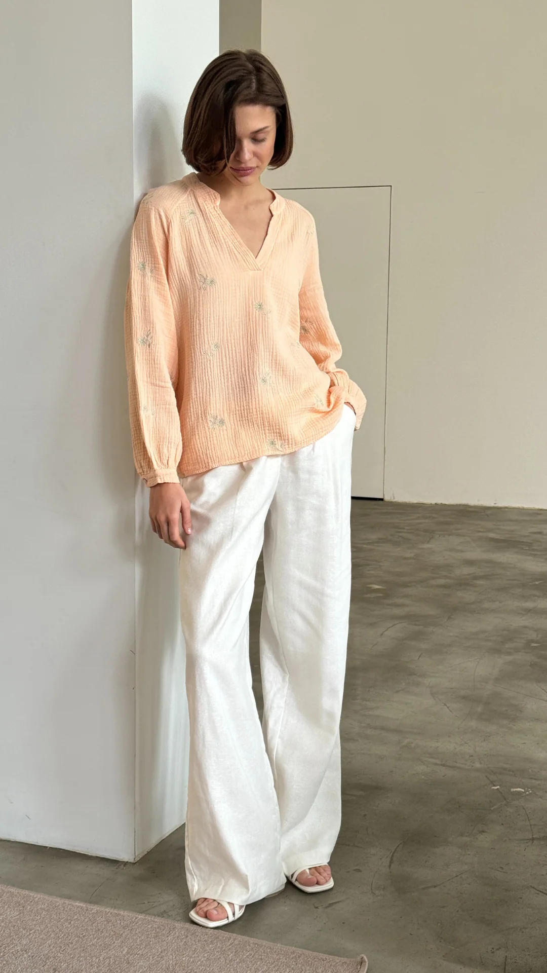 Zaina Embroidered Top - Apricot - Image 7