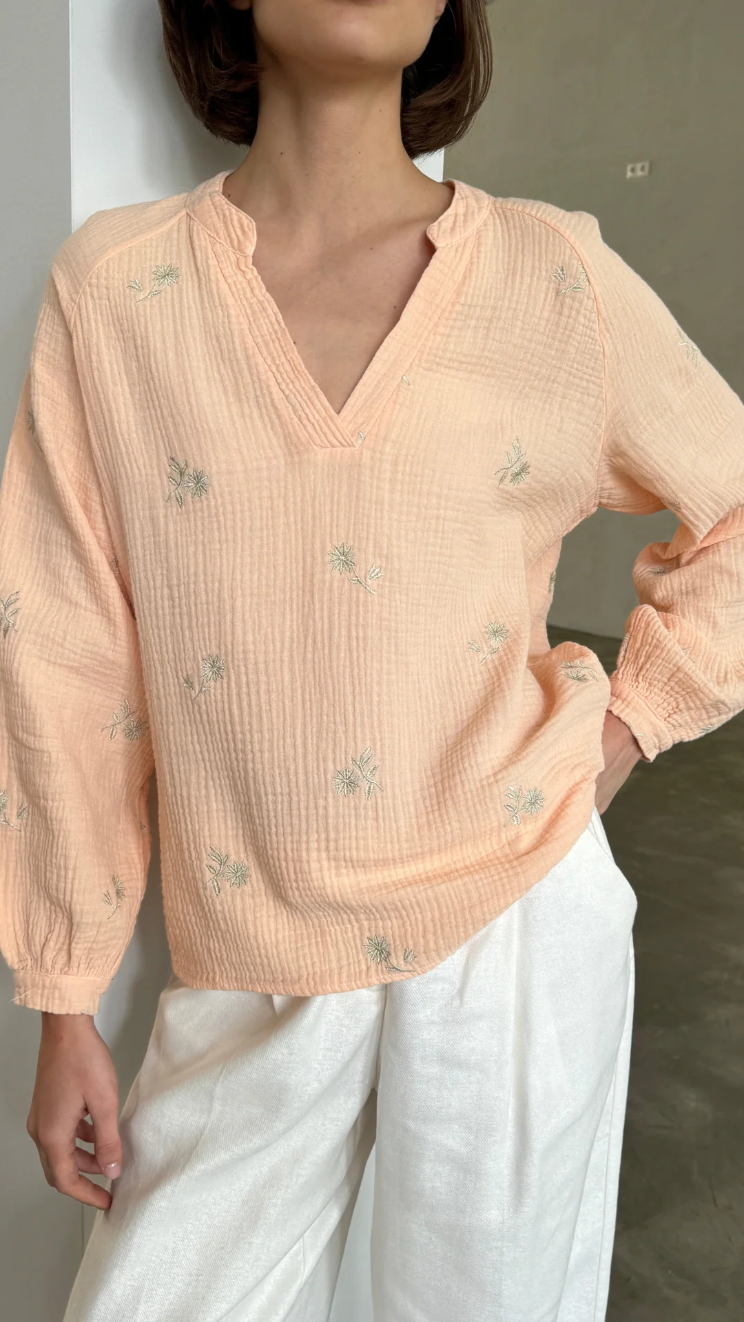 Zaina Embroidered Top - Apricot - Image 8